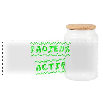 GOODBYE ACTIVE! (happiness) - Panoramic Cookie Jar with Wooden Lid - white - Front