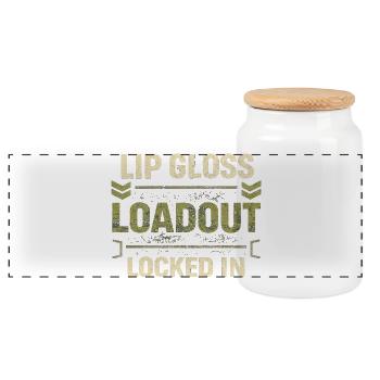 Female Soldier Female Soldier Loadout Locked In - Panoramic Cookie Jar with Wooden Lid - white - Front