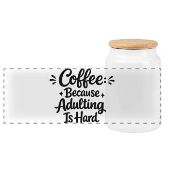 Funny Coffee Saying Office - Panoramic Cookie Jar with Wooden Lid - white - Front