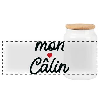 My Hug Script Red Heart - Panoramic Cookie Jar with Wooden Lid - white - Front