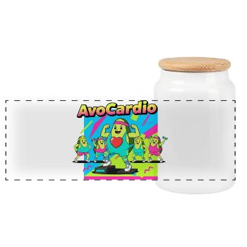 AvoCardio Fitness Avocado - Panoramic Cookie Jar with Wooden Lid - white - Front