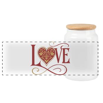 Love - Heart - Valentine's Day - Wedding - Panoramic Cookie Jar with Wooden Lid - white - Front