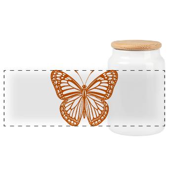 Schmetterling - Panorama Keksdose mit Holzdeckel - Weiß - Vorne