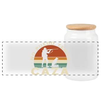 I can't have funny hunting hunter gift - Panoramic Cookie Jar with Wooden Lid - white - Front