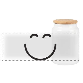 Smiley. Minimal. Positive. - Panoramic Cookie Jar with Wooden Lid - white - Front