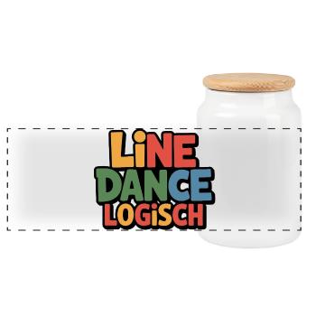 Line Dance Logisch - Panorama Keksdose mit Holzdeckel - Weiß - Vorne