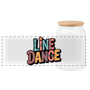 Line Dance Lettering: Color Explosion - Panoramic Cookie Jar with Wooden Lid - white - Front
