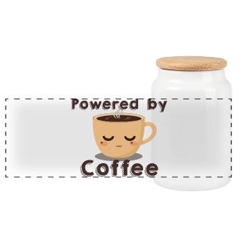 Powered by Coffee - Coffee Mug - Panoramic Cookie Jar with Wooden Lid - white - Front
