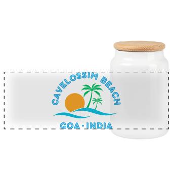 Goa Beach Sonnenuntergangspalmen - Panorama Keksdose mit Holzdeckel - Weiß - Vorne