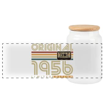 Cadeau d’anniversaire original vintage de 1956 - Boîte à biscuits avec couvercle en bois - blanc - Devant