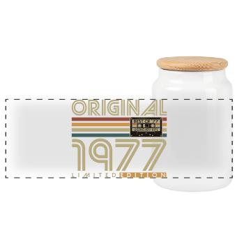 Cadeau d’anniversaire vintage original de 1977 - Boîte à biscuits avec couvercle en bois - blanc - Devant