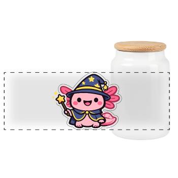 Mage Axolotl du Sort Stellaire - Boîte à biscuits avec couvercle en bois - blanc - Devant
