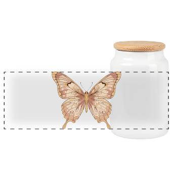 Art de papillon rose pâle - Boîte à biscuits avec couvercle en bois - blanc - Devant