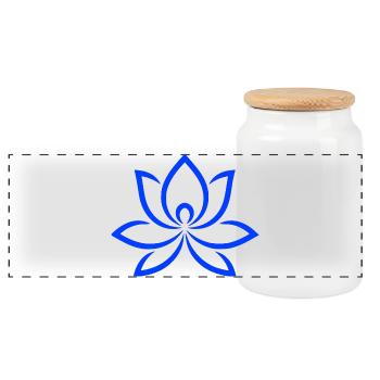 Blaues Lotus Lineart Feine Blume Blumenfan - Panorama Keksdose mit Holzdeckel - Weiß - Vorne