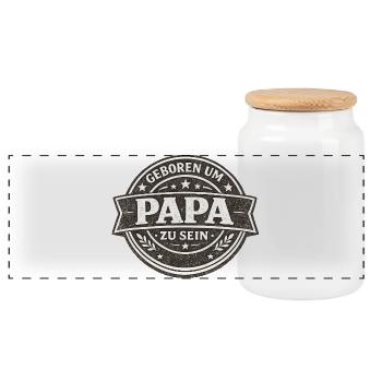 Born To Be Dad Gift Vintage - Panoramic Cookie Jar with Wooden Lid - white - Front