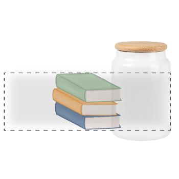 Pastel Colored Stack of Books - Panoramic Cookie Jar with Wooden Lid - white - Front