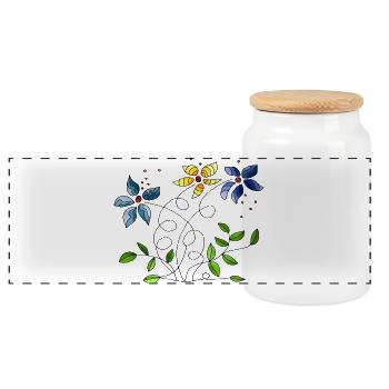 Fleur - Boîte à biscuits avec couvercle en bois - blanc - Devant