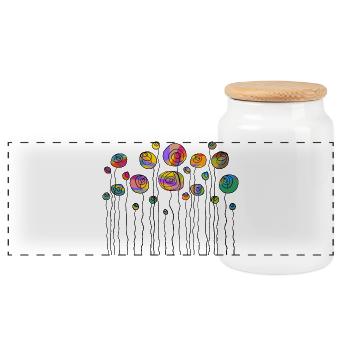 Fleur - Boîte à biscuits avec couvercle en bois - blanc - Devant