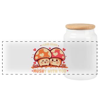Being MUSHy with you - Panoramic Cookie Jar with Wooden Lid - white - Front
