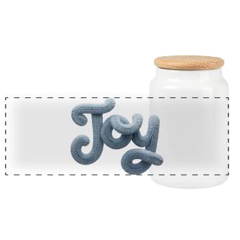 Joy Modern Patchwork Look - Boîte à biscuits avec couvercle en bois - blanc - Devant