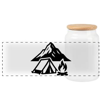 Camp de montagne près du feu - Boîte à biscuits avec couvercle en bois - blanc - Devant