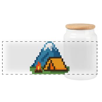 Feu de camp Pixel à la tente de montagne - Boîte à biscuits avec couvercle en bois - blanc - Devant