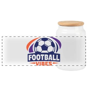 Football_vibes - Boîte à biscuits avec couvercle en bois - blanc - Devant