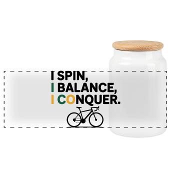 Cyclisme artistique que je tourne, je balance je conquiert. - Boîte à biscuits avec couvercle en bois - blanc - Devant