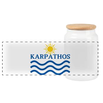 Soleil et Vagues de la mer de Karpathos - Boîte à biscuits avec couvercle en bois - blanc - Devant