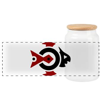 Poisson Volant - Poisson Volant Fantastique Tribal - Boîte à biscuits avec couvercle en bois - blanc - Devant