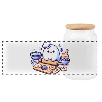 Kochgeist Kawaii Backfreude - Boîte à biscuits avec couvercle en bois - blanc - Devant