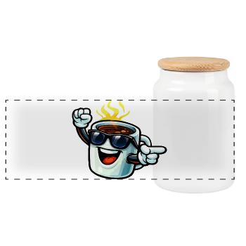 Coffee mug with sunglasses - Panoramic Cookie Jar with Wooden Lid - white - Front