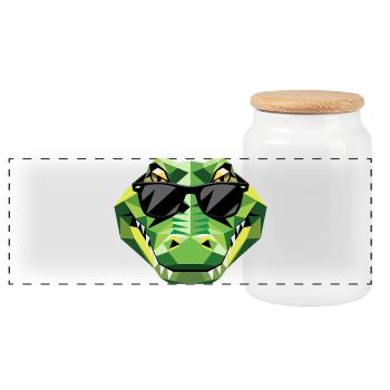 Krokodil Alligator Reptilien Kroko Liebe Krokodile - Panorama Keksdose mit Holzdeckel - Weiß - Vorne