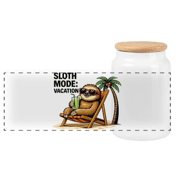 Vacances en mode paresseux - Boîte à biscuits avec couvercle en bois - blanc - Devant