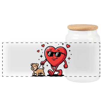 La Saint-Valentin drôle des chiens pour les propriétaires de chiens - Boîte à biscuits avec couvercle en bois - blanc - Devant