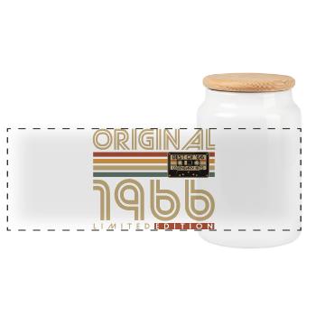 1966 Jahrgang Vintage Retro Geburtstag Geschenk - Panorama Keksdose mit Holzdeckel - Weiß - Vorne