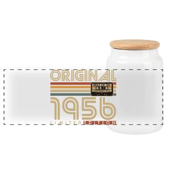 1956 Vintage Vintage Rétro Cadeau d’anniversaire - Boîte à biscuits avec couvercle en bois - blanc - Devant