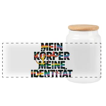  Mein Körper Meine Identität Pride LGBT Queer - Panorama Keksdose mit Holzdeckel - Weiß - Vorne