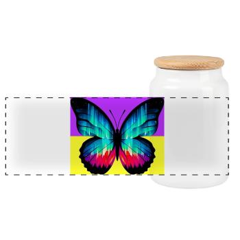 Schmetterling - Panorama Keksdose mit Holzdeckel - Weiß - Vorne