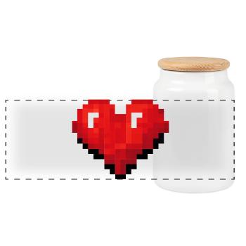Retro Pixel Heart Video Game - Panoramic Cookie Jar with Wooden Lid - white - Front
