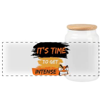 It's time to get intense t-shirt design. - Panoramic Cookie Jar with Wooden Lid - white - Front