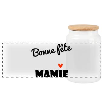 HAPPY BIRTHDAY GRANDMA. GRANNY. MAMMA. GRANDMOTHER - Panoramic Cookie Jar with Wooden Lid - white - Front