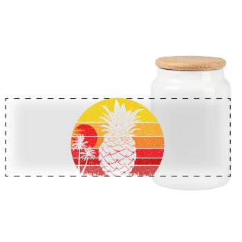 Summer Pineapple Vintage Beach Sunset - Panoramic Cookie Jar with Wooden Lid - white - Front