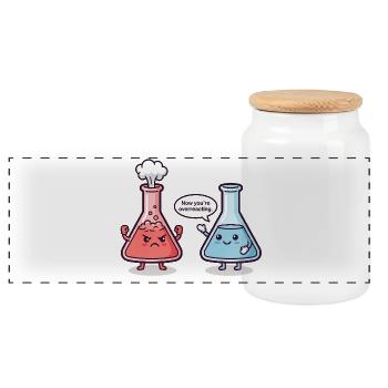 Overreacting -  Chemiker Humor - Panorama Keksdose mit Holzdeckel - Weiß - Vorne