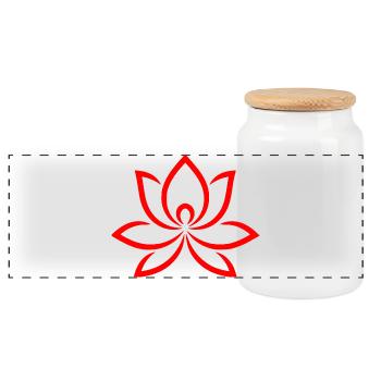 Flower Design Gift for Nature Lovers - Panoramic Cookie Jar with Wooden Lid - white - Front