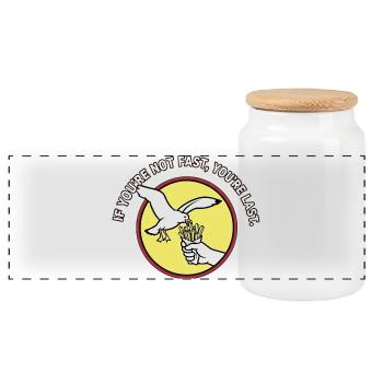 Si ce n’est pas rapide, vous êtes le dernier Mouette Frites - Boîte à biscuits avec couvercle en bois - blanc - Devant