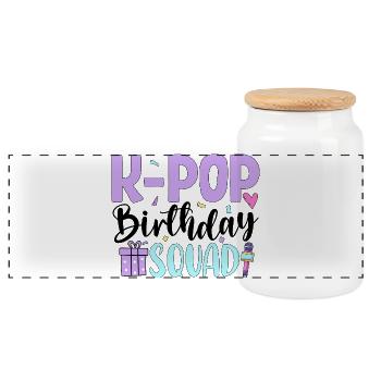 K Pop Birthday Squad - Panoramic Cookie Jar with Wooden Lid - white - Front