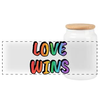 Love Wins Rainbow Gradient - Panoramic Cookie Jar with Wooden Lid - white - Front