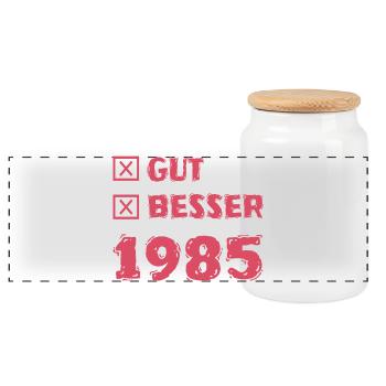 Besser 1985 - Panorama Keksdose mit Holzdeckel - Weiß - Vorne