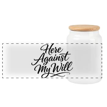 Sarcasme ici contre ma volonté. Drôles d’hommes. - Boîte à biscuits avec couvercle en bois - blanc - Devant